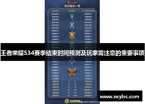 王者荣耀S34赛季结束时间预测及玩家需注意的重要事项